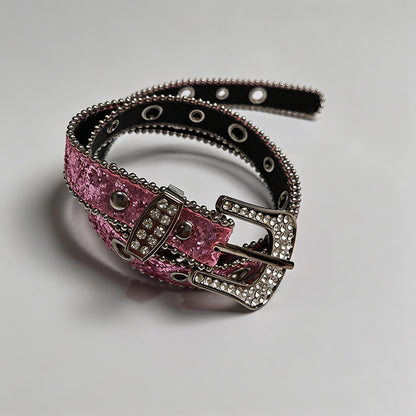 Rhinestone Glitter PU Belt - Shopdayla Wholesale - #2578