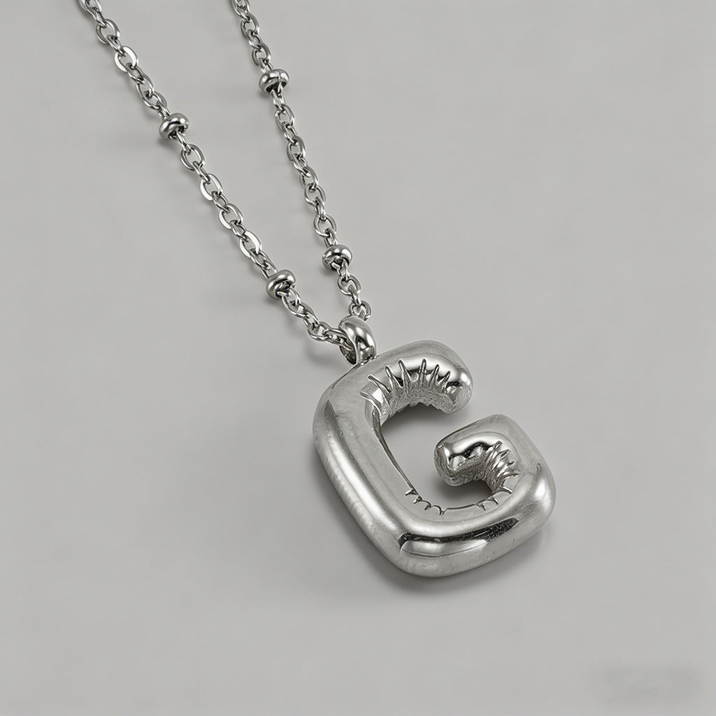 3D Bubble Letter Initial Neckl - Shopdayla Wholesale - #8674