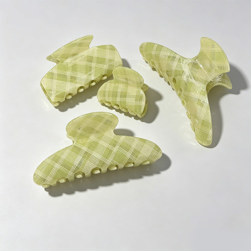 Gentle Mint Green Grid‑Pattern Hair Claw