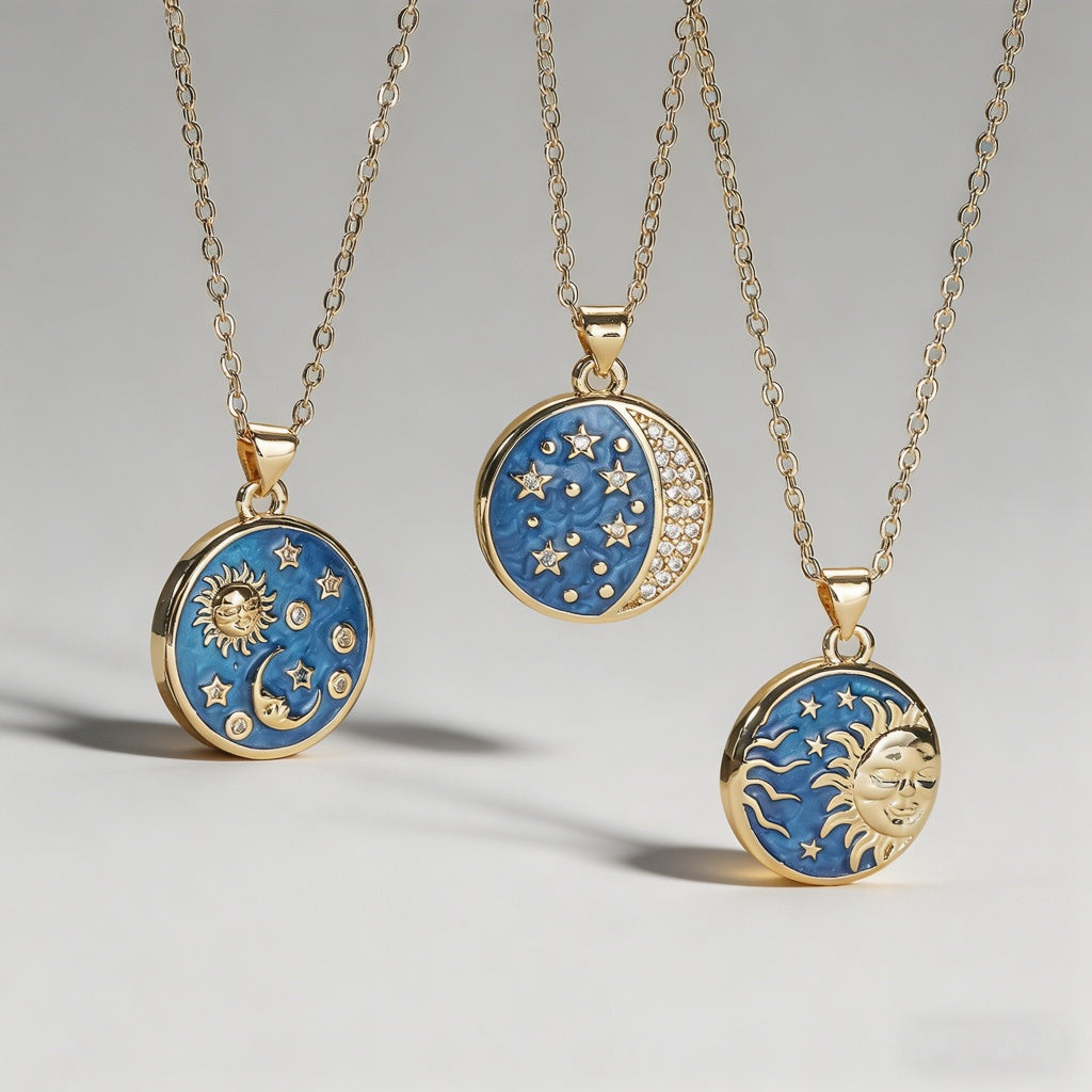 Celestial Sun Moon Star Enamel - Shopdayla Wholesale - #8642