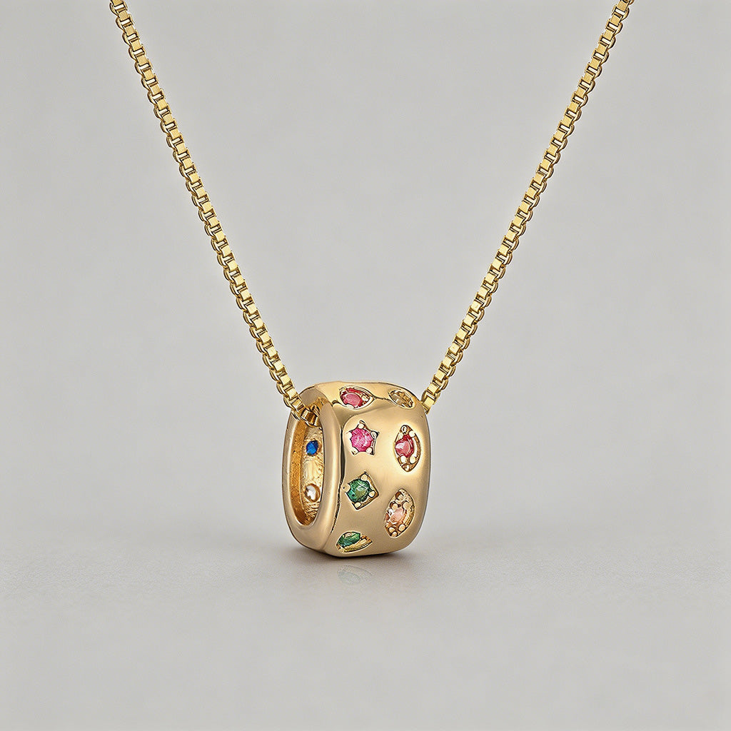 Multicolor CZ Barrel Pendant N - Shopdayla Wholesale - #7522