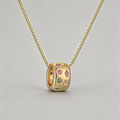 Multicolor CZ Barrel Pendant N - Shopdayla Wholesale - #7522
