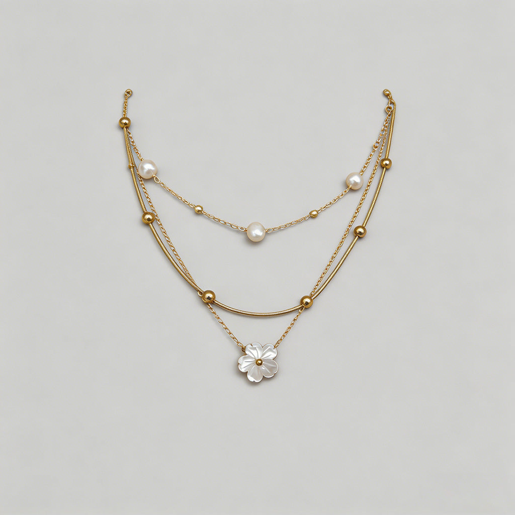 Heart & Flower Pendant Necklac - Shopdayla Wholesale - #8354