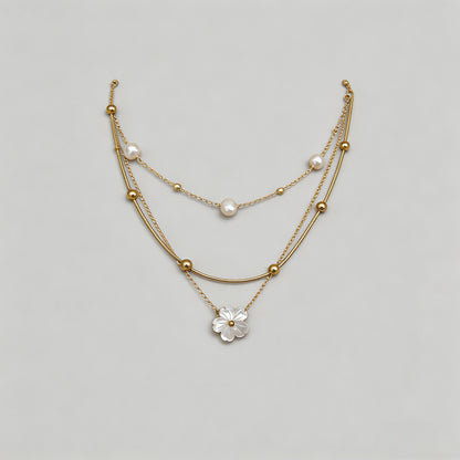 Heart & Flower Pendant Necklac - Shopdayla Wholesale - #8354