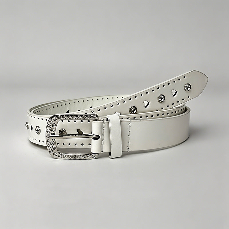 Rhinestone Heart PU Belt - Shopdayla Wholesale - #9474