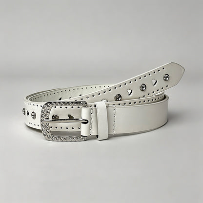 Rhinestone Heart PU Belt - Shopdayla Wholesale - #9474