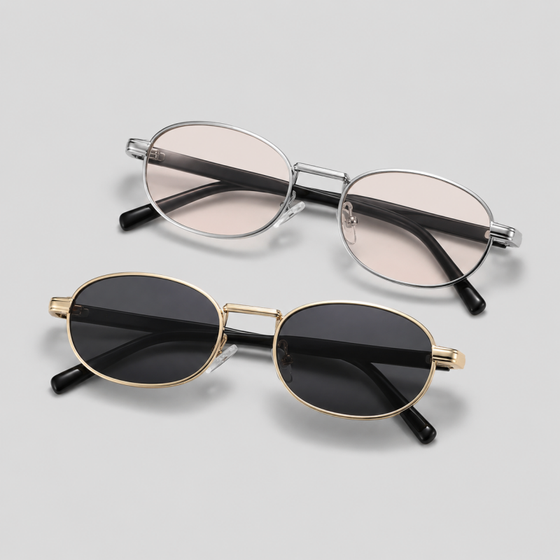 Retro Oval Metal Frame Sunglas - Shopdayla Wholesale - #7778
