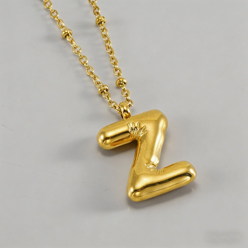 26 Letters Bubble Balloon Initial Necklace Set