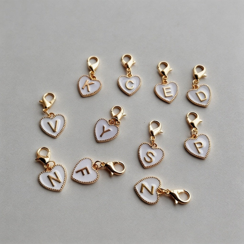 26 Letters Enamel Heart Initia - Shopdayla Wholesale - #6546