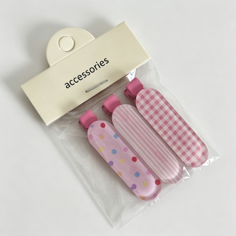 Printed Flat Hair Clips 3 Pieces Set