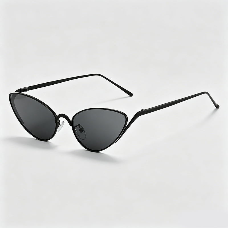 Retro Slim Metal Frame Cat Eye Trendy Sunglasses