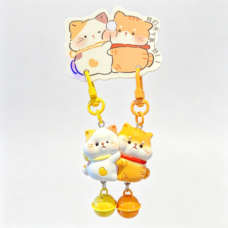 Magnetic 2‑Piece Resin Cat Keychain Set
