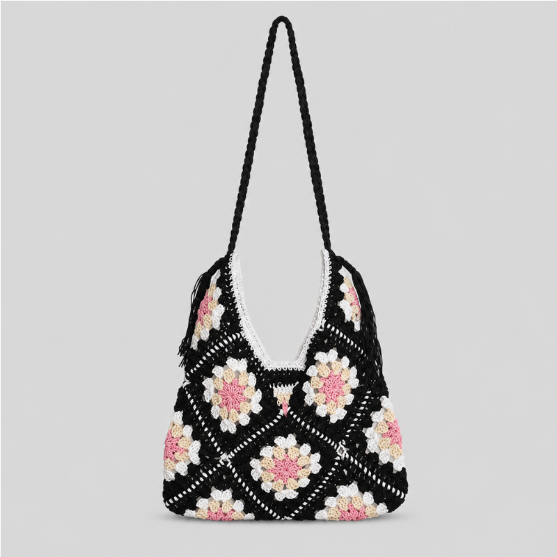 Striped Crochet Shoulder Bag