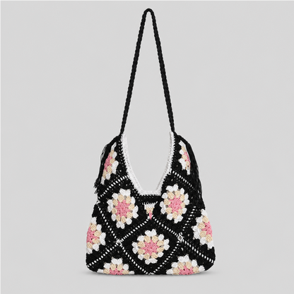 Striped Crochet Shoulder Bag