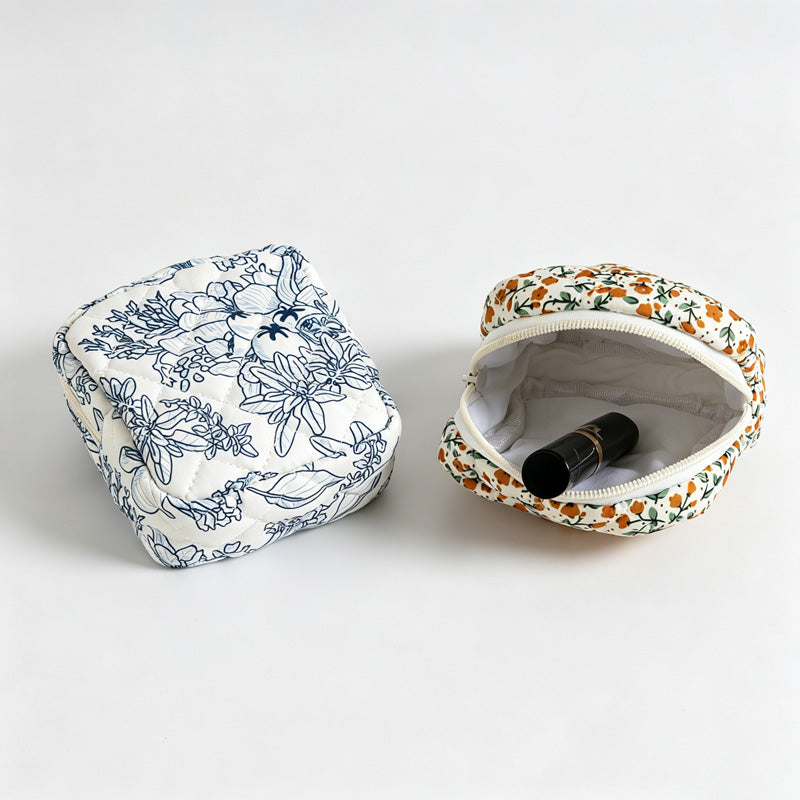 Floral Quilted Square Storage Pouch