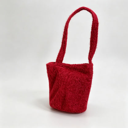 Fuzzy Fleece Bucket Handle Bag