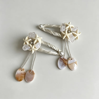 Star Pearl Bow Tassel Hair Clips Set
