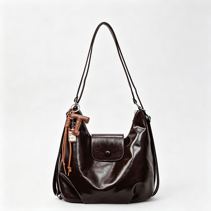 Faux PU Hobo Shoulder Bag with Pendant