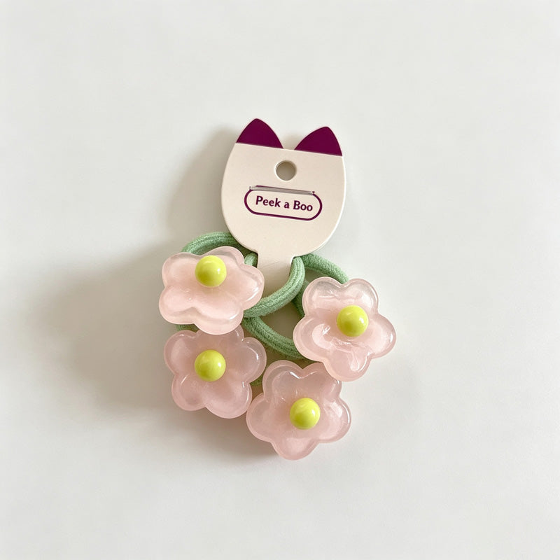 Matte Floral Accent Elastic Hair Ties