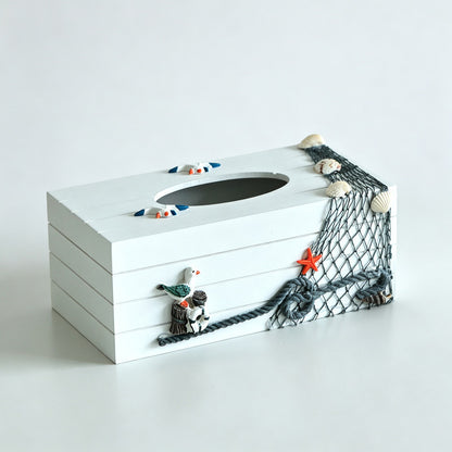 Ocean Themed Wooden Tissue Box