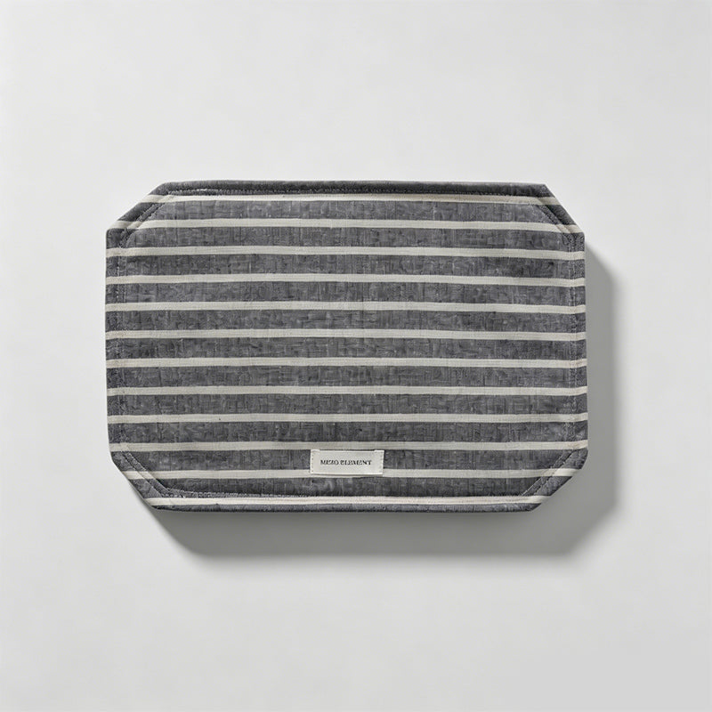 Striped Linen Blend Fabric Placemat & Coaster