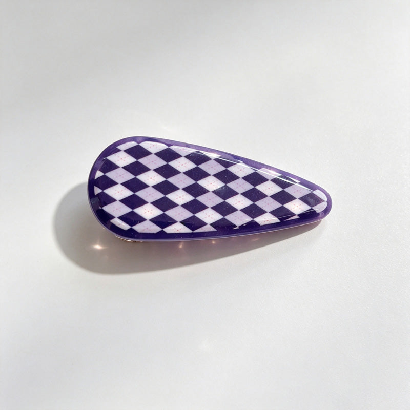 Argyle Print Fan Shape Hair Claw