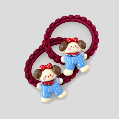 Lace Trim Dog Shape Hair Ties