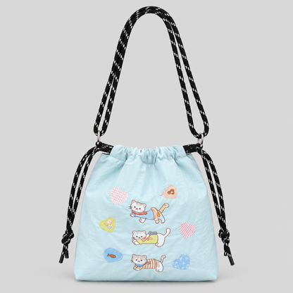 Nylon Print Drawstring Crossbody Bag