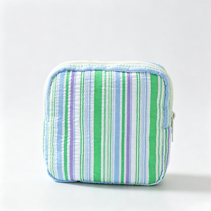Striped Zipper Storage Pouch