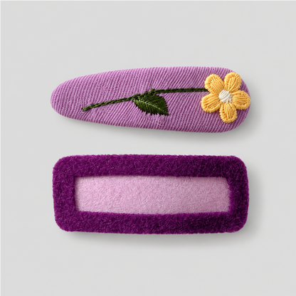 Purple Patchwork Hair Clip Set