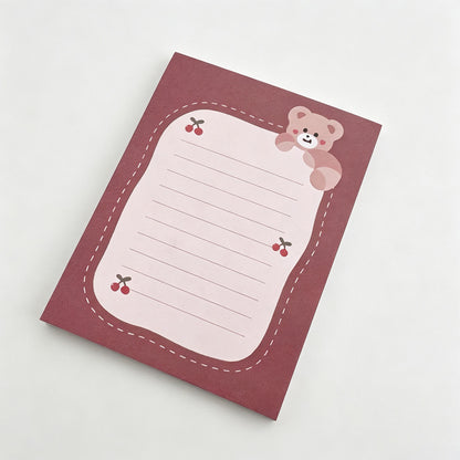 Bear & Cherry Print Non‑Sticky Notes