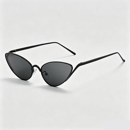 Retro Slim Metal Frame Cat Eye Trendy Sunglasses