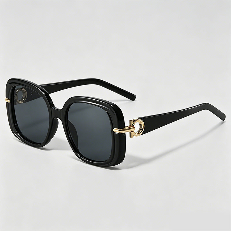 Metal Circle Decor Oversized Square Sunglasses