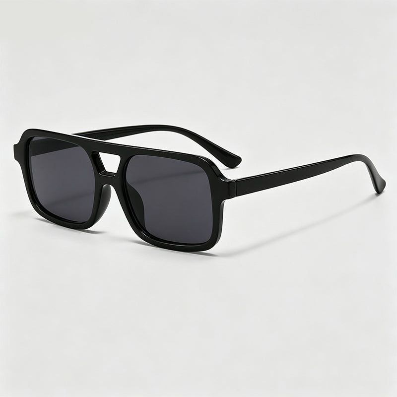 Double Bridge Rectangle Retro Pilot Sunglasses
