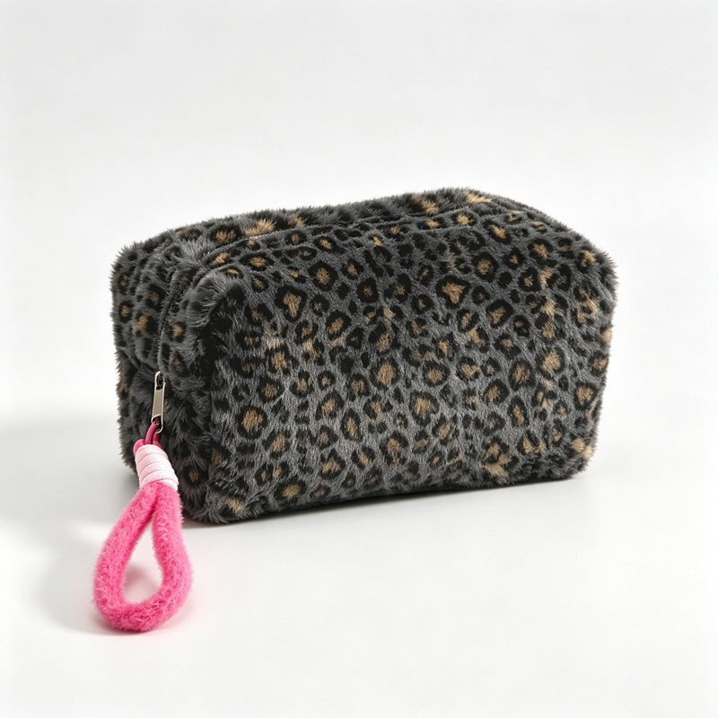 Leopard Fleece Cosmetic Pouch