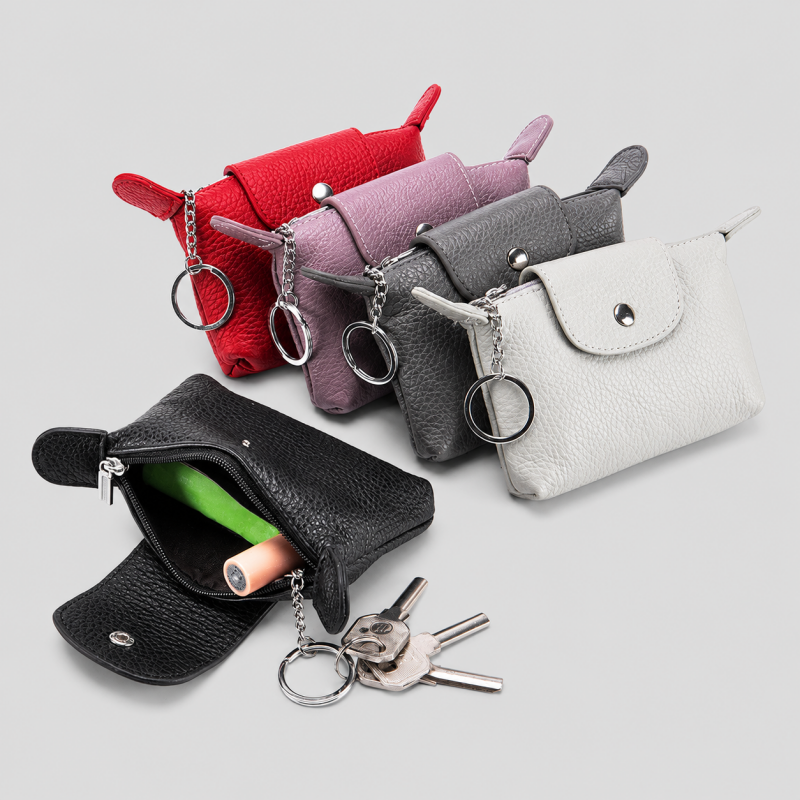 Faux Leather Zipper Coin Pouch