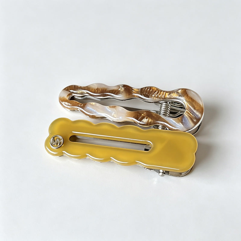 Wavy Edge Alligator Hair Clip 2‑Piece Set
