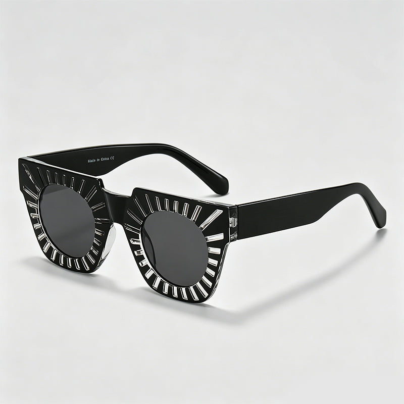 Sunburst Cutout Square PC Fashion Sunglasses