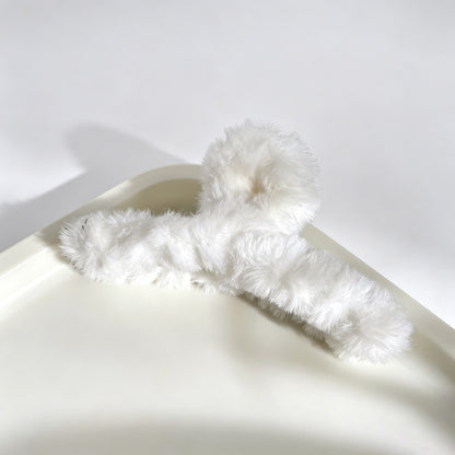 Fuzzy Bow Claw Clip