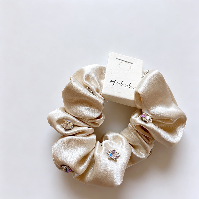 Shiny Fabric Rhinestone Scrunchie