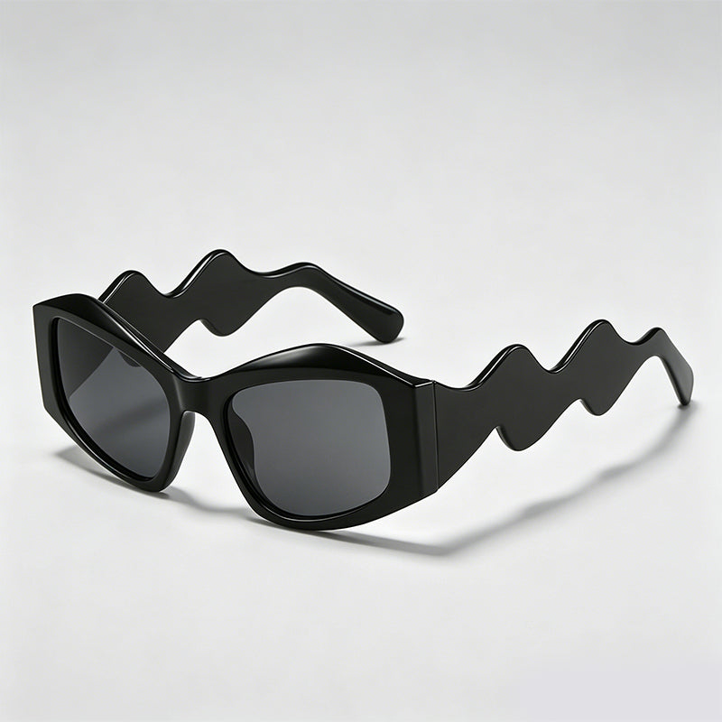 Wavy Temple Irregular Rectangle Sunglasses
