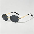 Rimless Irregular Diamond Cut Metal Arm Chic Sunglasses