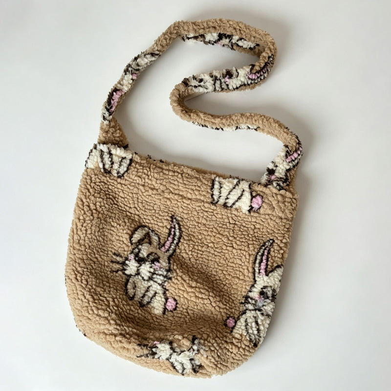 Pattern Fleece Crossbody Shoulder Bag