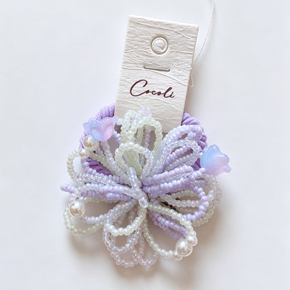 Colorful Beaded Flower Shape Hair Tie