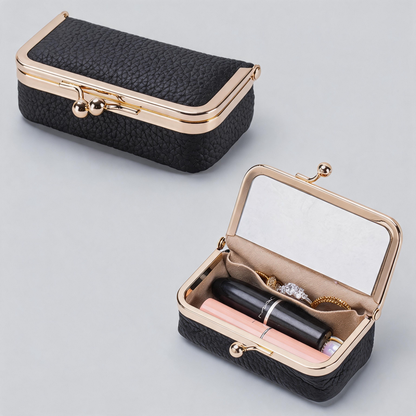 Faux Leather Kiss Lock Wallet