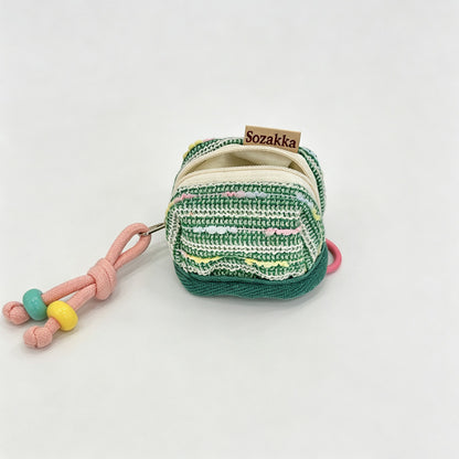 Color Stripe Fabric Earbud Storage Pouch