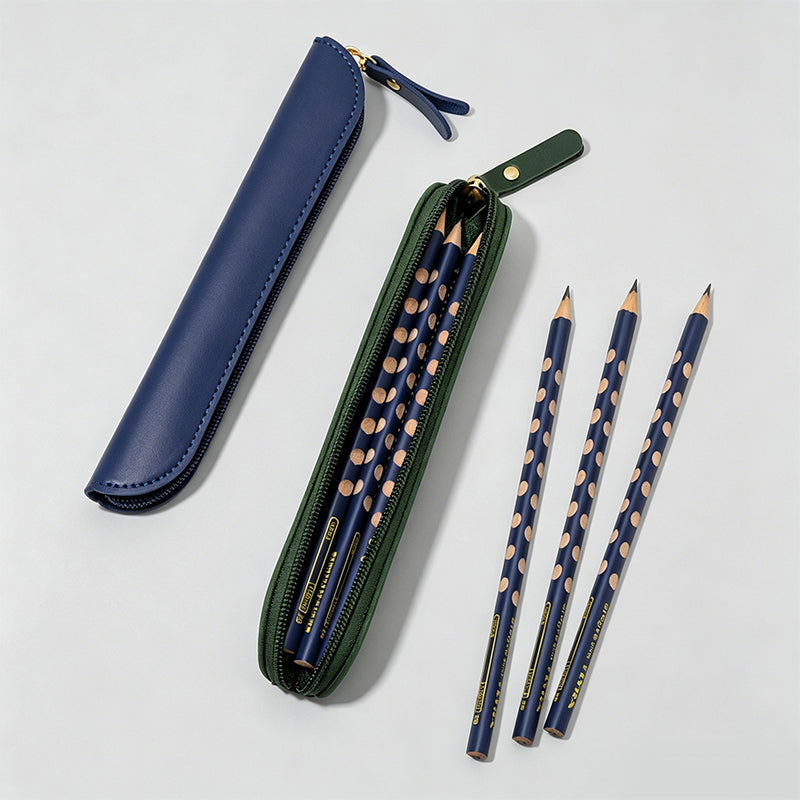 Solid Color Leather Pencil Case