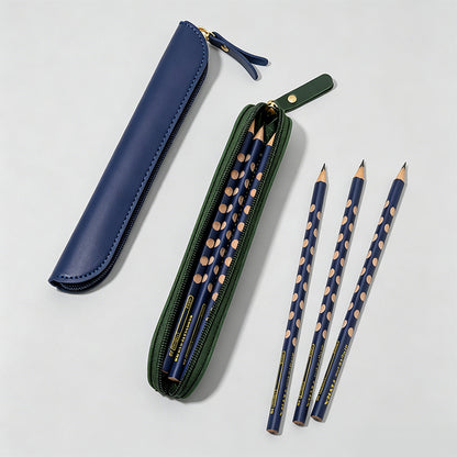 Solid Color Leather Pencil Case
