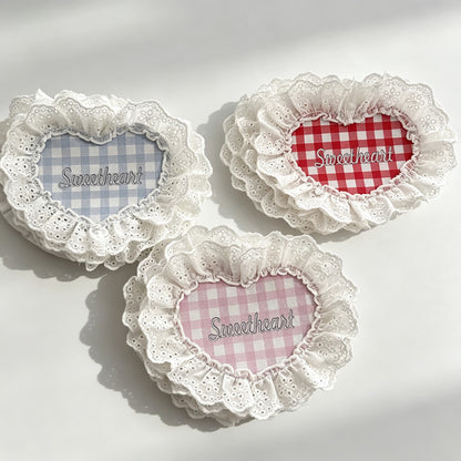 Heart Lace Coaster Gingham Cup Mat