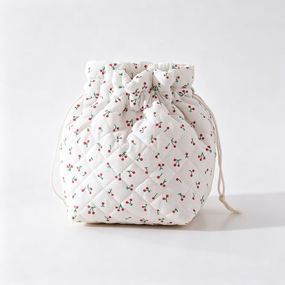 Floral Print Drawstring Storage Pouch